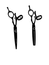 Load image into Gallery viewer, Red Lion Black Swivel Scissors and Thinners Set 6&quot;