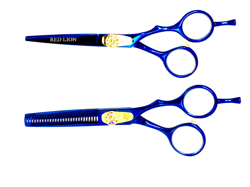 Red Lion Steel Blue Scissors and Thinners Set 5.5