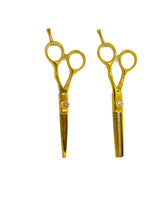 Load image into Gallery viewer, Red Lion Gold Scissors and Thinners Set 5.5&quot;