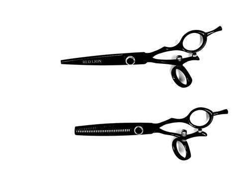 Red Lion Black Swivel Scissors and Thinners Set 6