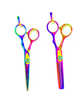 Load image into Gallery viewer, Red Lion Oil Slick Scissors and Thinners Set 5.5&quot;
